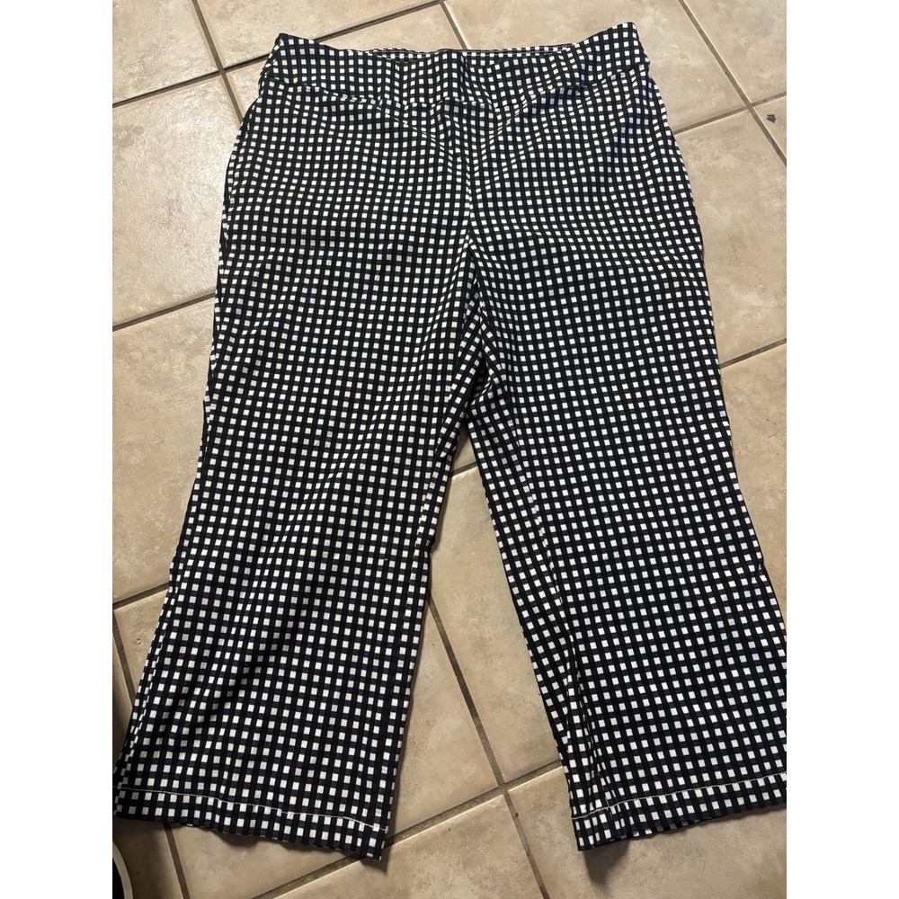 Intro Love The Fit Women's Black White Gingham Stretch  Pants 18W Back Pockets